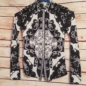 CACHE Black & White blouse